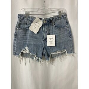 Insane Oene Distressed Rhinestone Denim Shorts SIZE‎ Large New Boutique (D37)